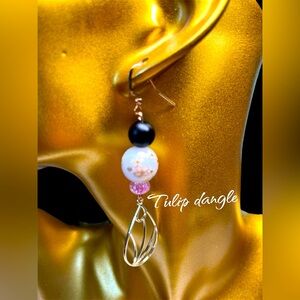 Long dangle earrings floral/tulip theme